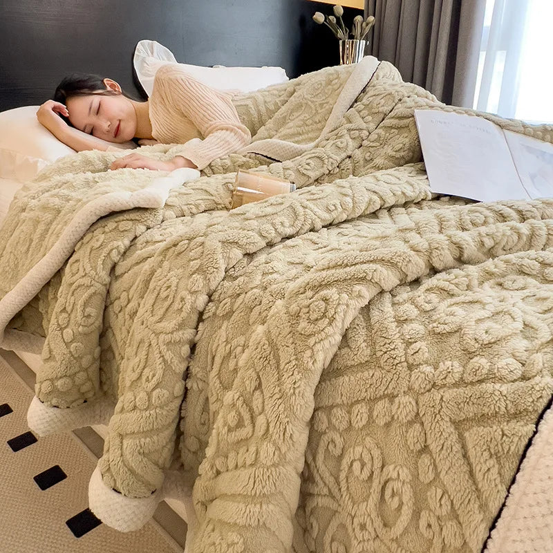 Afralia™ Coral Fleece Warm Blanket: Cozy Thicken Winter Bed Blanket