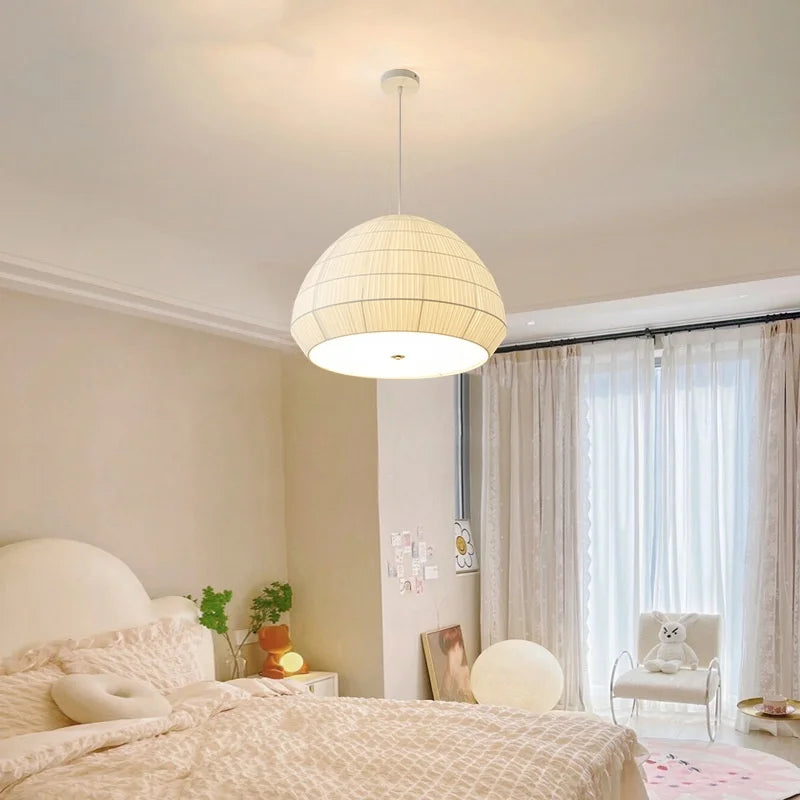 Afralia™ Nordic Fabric LED Chandelier Minimalism Pendant Light for Bedroom Dining Room