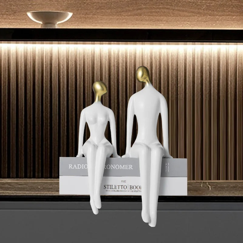 Afralia™ Resin Abstract Couple Sculpture Decorative Figurine Ornament