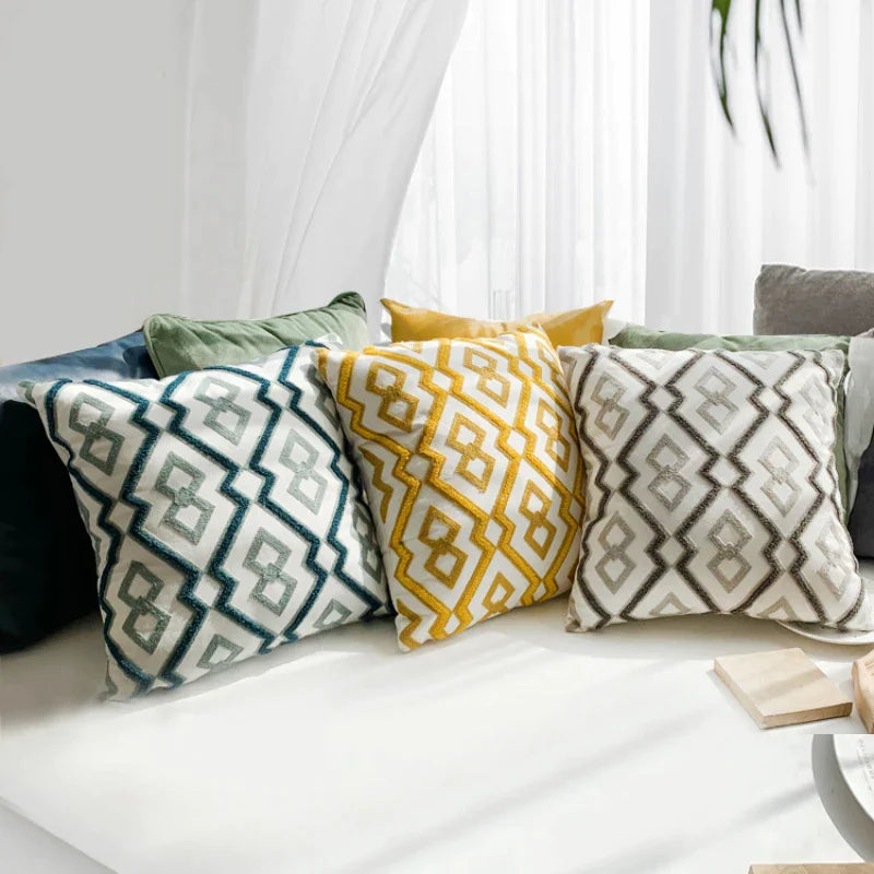 Nordic Cotton Pillowcase Embroidered Cushion Covers, Afralia™ Brand, Light Luxury Décor