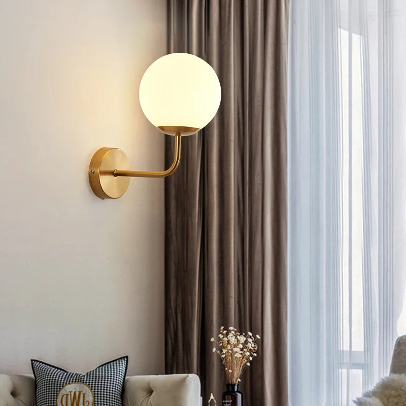 Afralia™ Glass Ball LED Wall Lamp: Gold Nordic Minimalist Sconces Lighting Bedroom Decor Fixtures