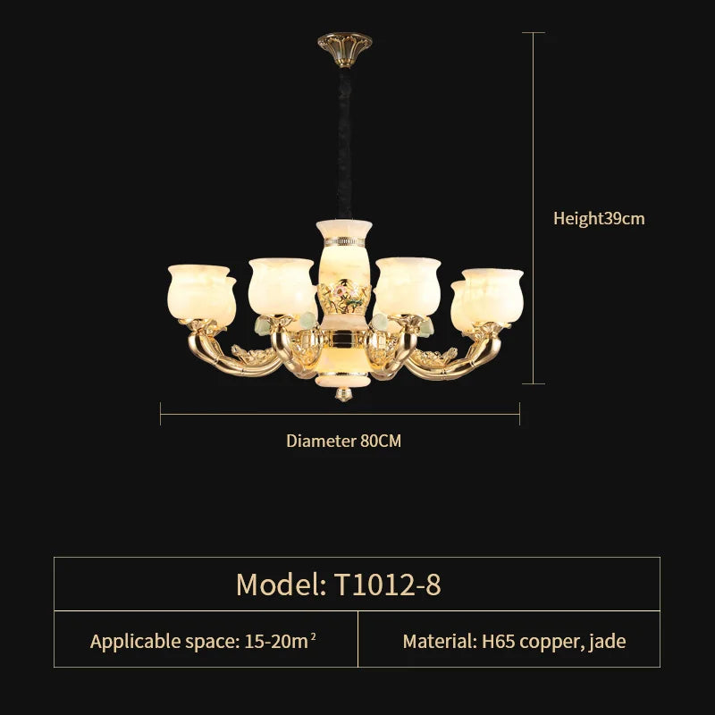 Afralia™ Luxe Jade Copper Living Room Chandelier