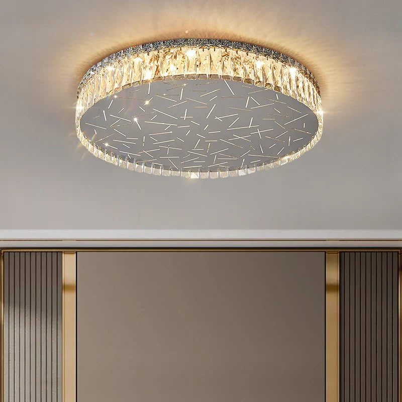 Afralia™ Modern Round LED Chandelier for Living Room, Remote Control Stainless Steel Ceiling Lamp