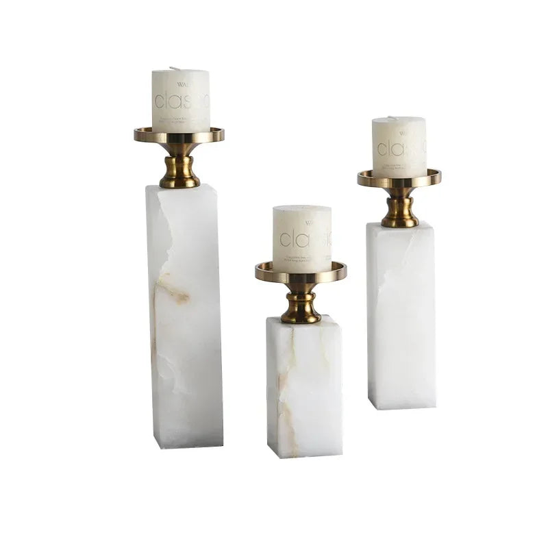 Afralia™ Marble & Metal Candle Holders: Elegant Centerpieces for Wedding, Christmas, Home Decor
