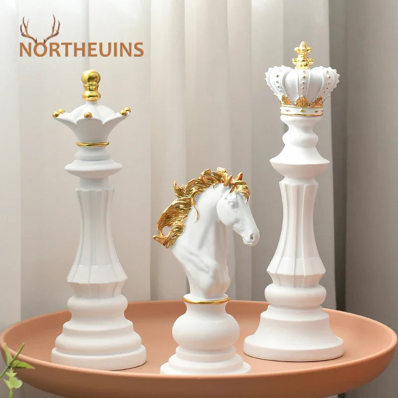 Afralia™ Modern Resin Chess Figurine Set for Home & Office Decor