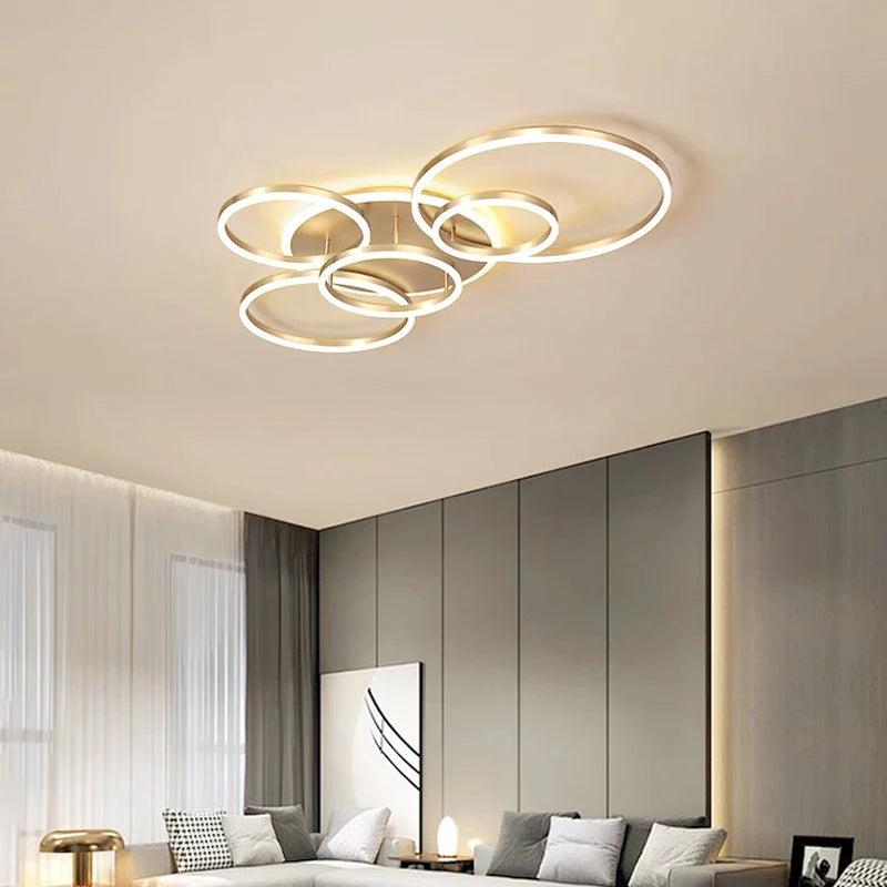 Afralia™ Luxury LED Ceiling Light for Home Decor - Dimmable Gold Chandelier