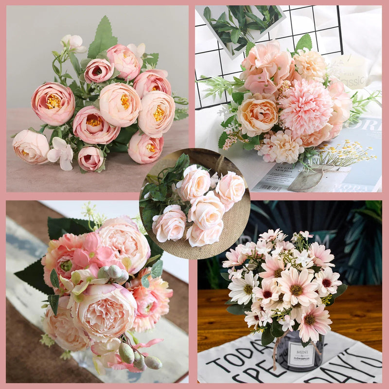 Silk Peony Bouquet for Home Decor Wedding Party DIY, Afralia™ Artificial Roses Flowers