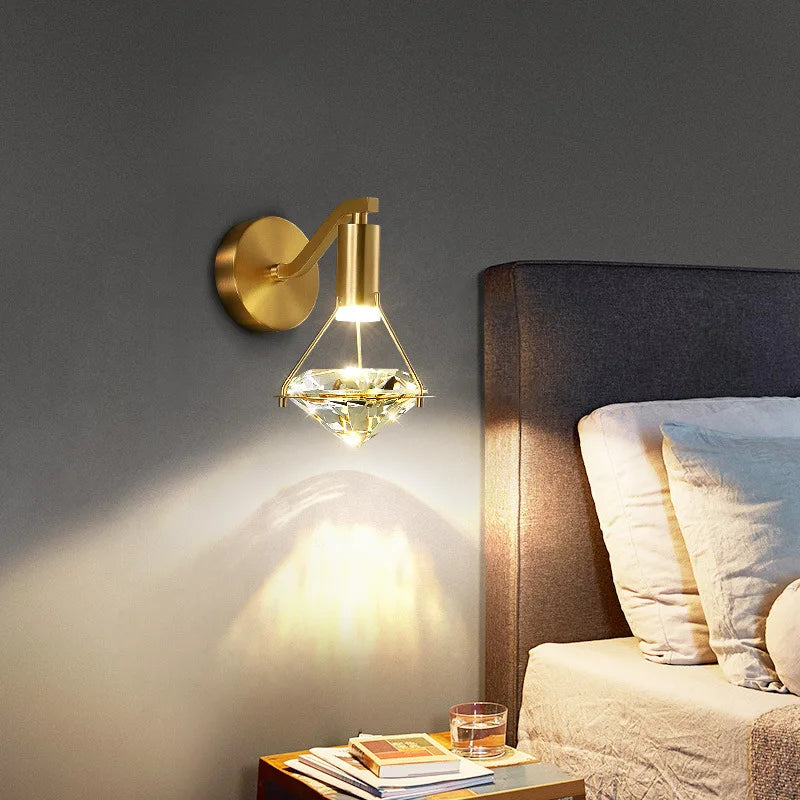 Afralia™ Crystal Diamond Wall Lamp: Modern Nordic Luxury Lighting for Bedroom & Living Room