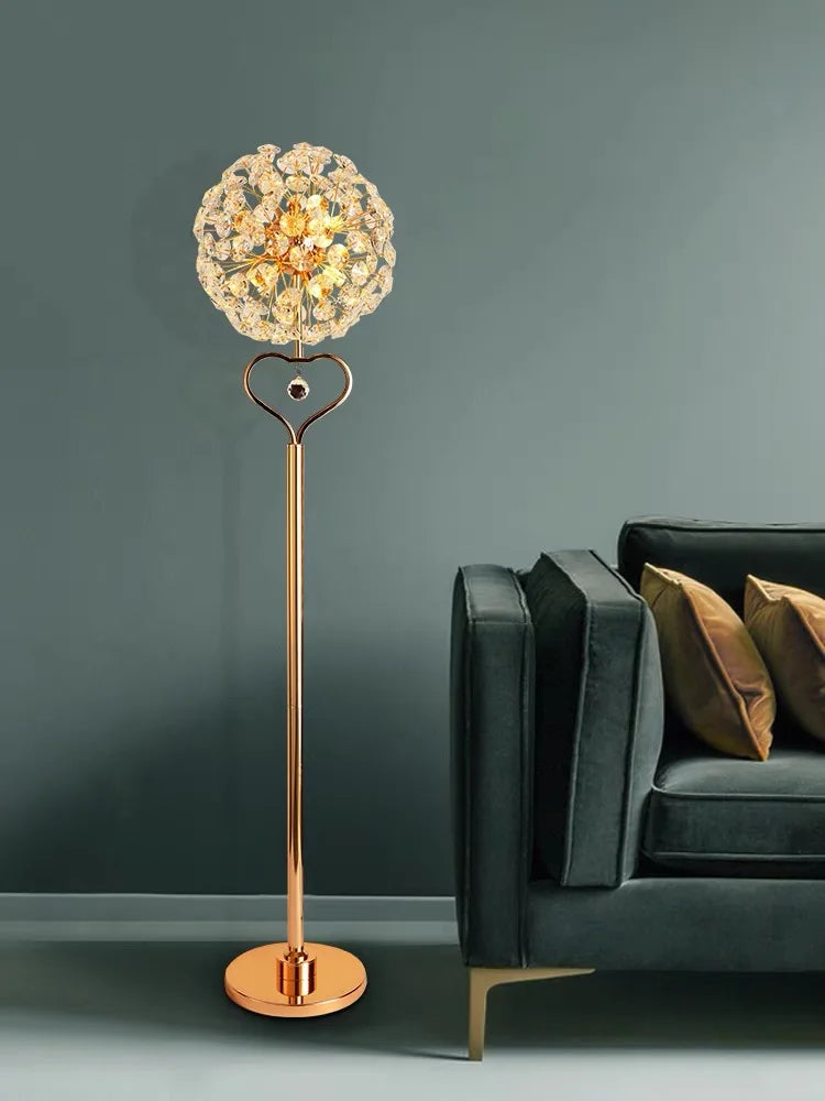 Afralia™ Sunflower Crystal Floor Lamp: Modern LED Standing Light for Bedroom & Living Room Decor