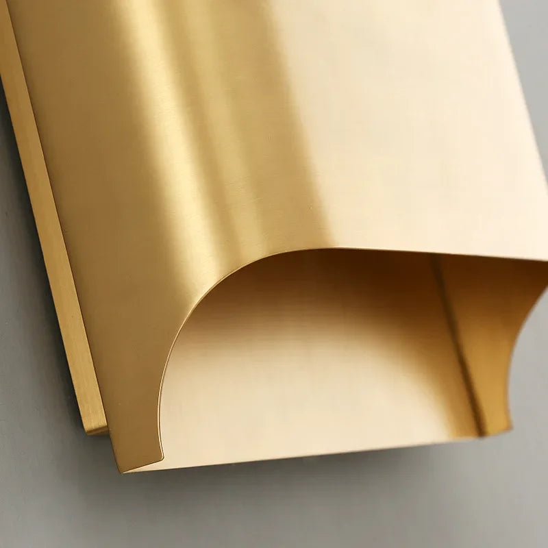 Afralia™ Modern Art Brass LED Wall Lamp for Hotel Living Room & Bedroom