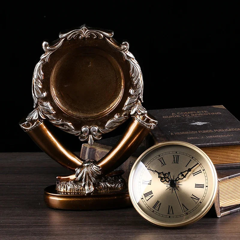 Afralia™ Retro Resin Table Clock - Classic Desk Timepiece for Home & Living Room