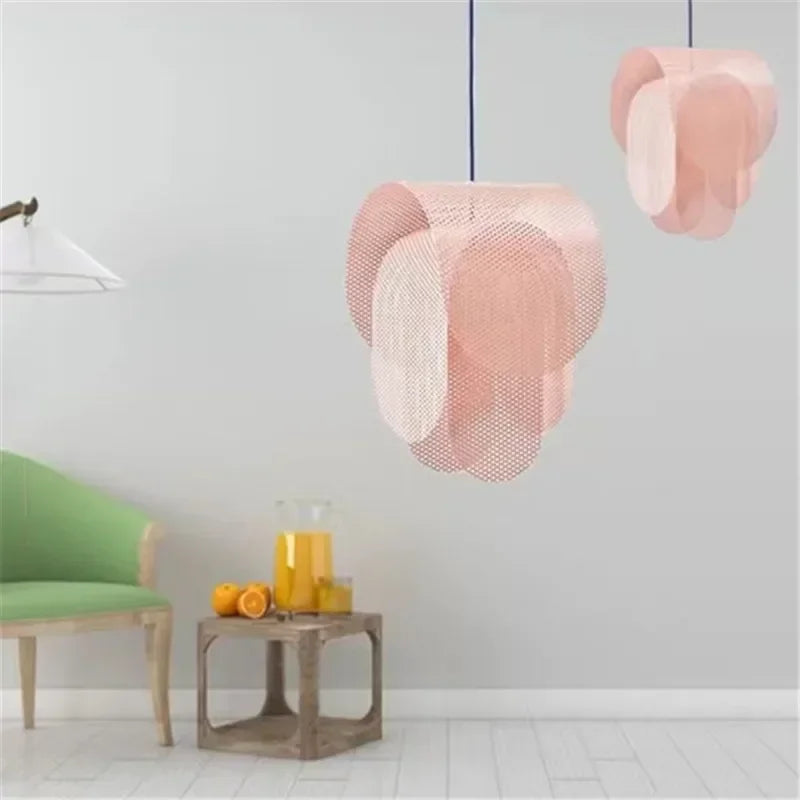 Afralia™ Posie Pendant Lamp: Nordic Pink Net Lighting for Children's Room & Study