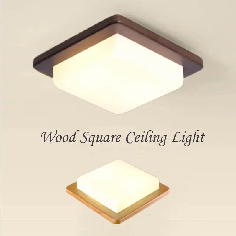 Afralia™ Modern Nordic Wood Ceiling Light LED Indoor Lamp for Living Room Bedroom Study