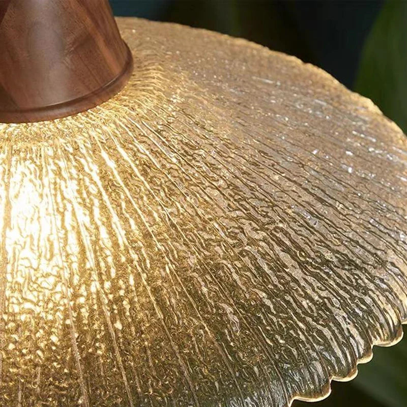 Afralia™ Wood LED Pendant Light with Clear Glass Shade, E27 LED, Japanese-Style Suspension Luminaire