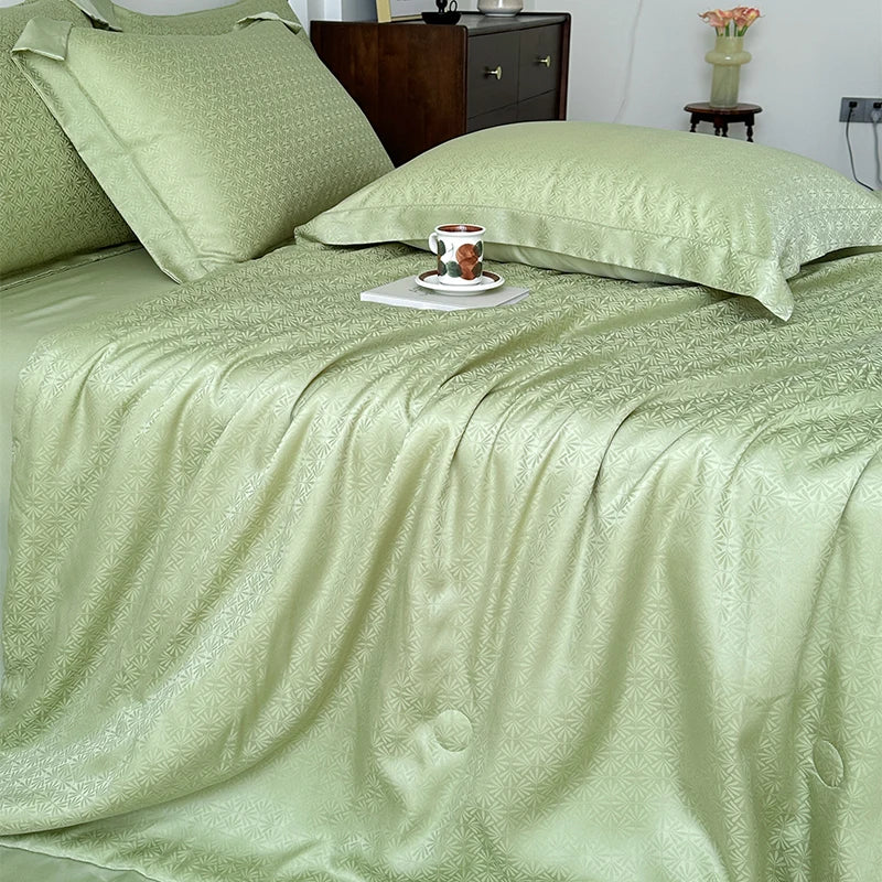 Afralia™ Silky Soft Cool Champagne Jacquard Summer Comforter Blanket