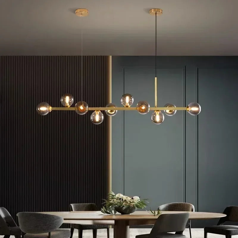 Nordic Glass Ball LED Pendant Lights by Afralia™ - Stylish Chandelier for Home Decor