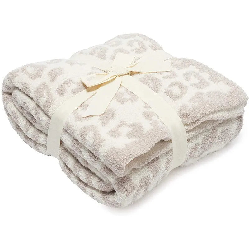 Afralia™ Leopard Print Knitted Fleece Blanket: Super Soft & Lightweight for Sofa Nap