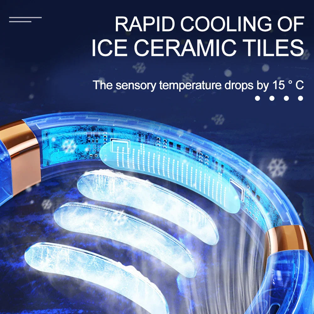 Afralia™ LED Hanging Neck Fan with Colorful Atmosphere Lights, 5th Gear USB Operation