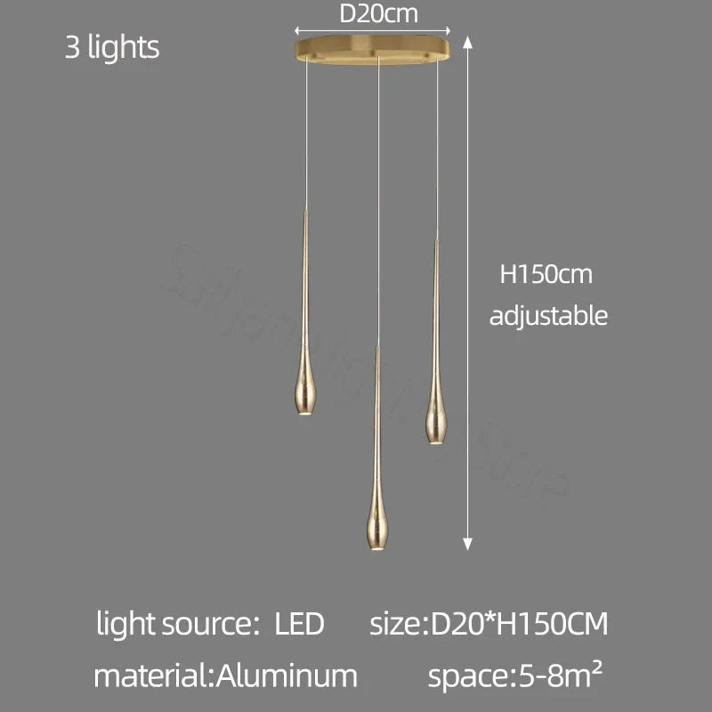 Afralia™ Gold-Plated LED Ceiling Chandelier for Staircase, Living Room, Kitchen, Attic