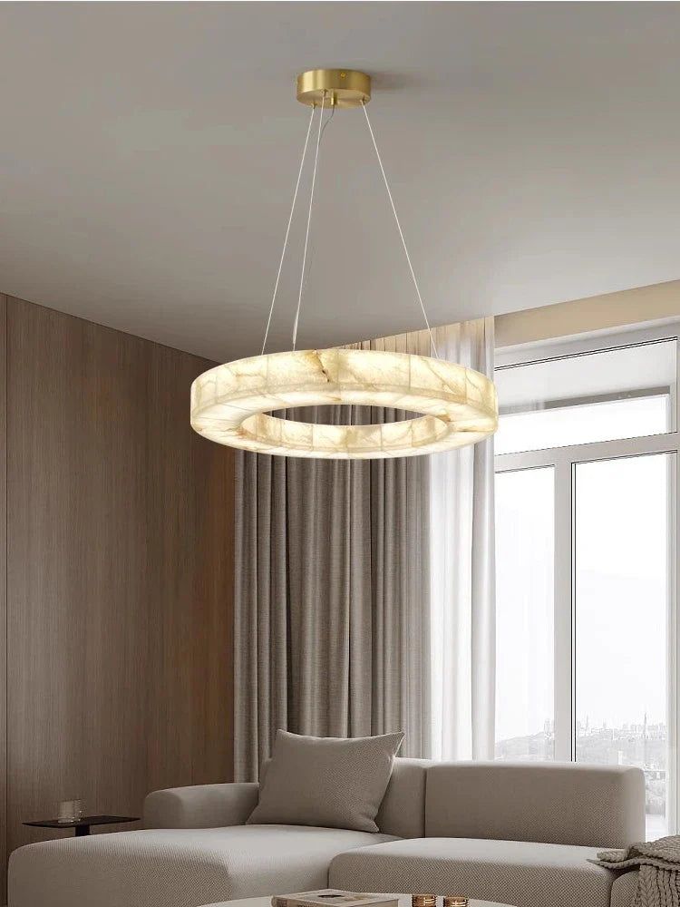 Afralia™ Modern Marble Chandelier - Luxury LED Hanging Lamps for Living Room
