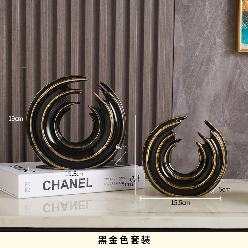 Afralia™ Nordic Wave Ceramic Statue Decoration for Living Room, Office, or Bedroom