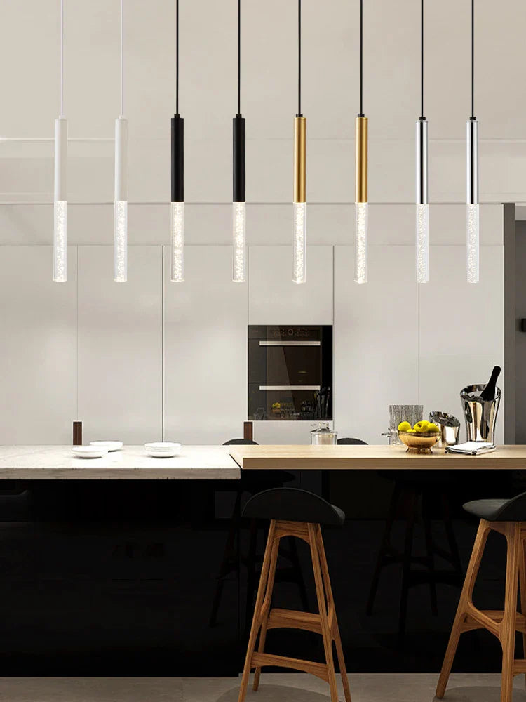 Afralia™ Modern Black Cylinder Pendant Lights for Kitchen Island & Bar