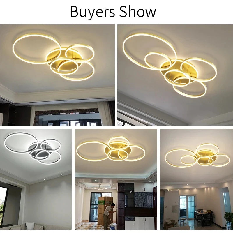 Afralia™ Aluminum Circle LED Chandelier Ceiling Light for Bedroom Living Room Kitchen