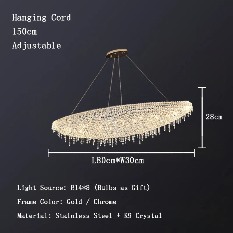 Afralia™ Chrome Crystal LED Ceiling Chandelier for Luxe Dining Room