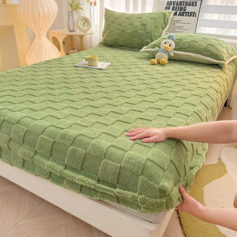 Afralia™ Milk Velvet Fitted Sheet: Soft Fleece Bed Cover for Cozy Winter Nights