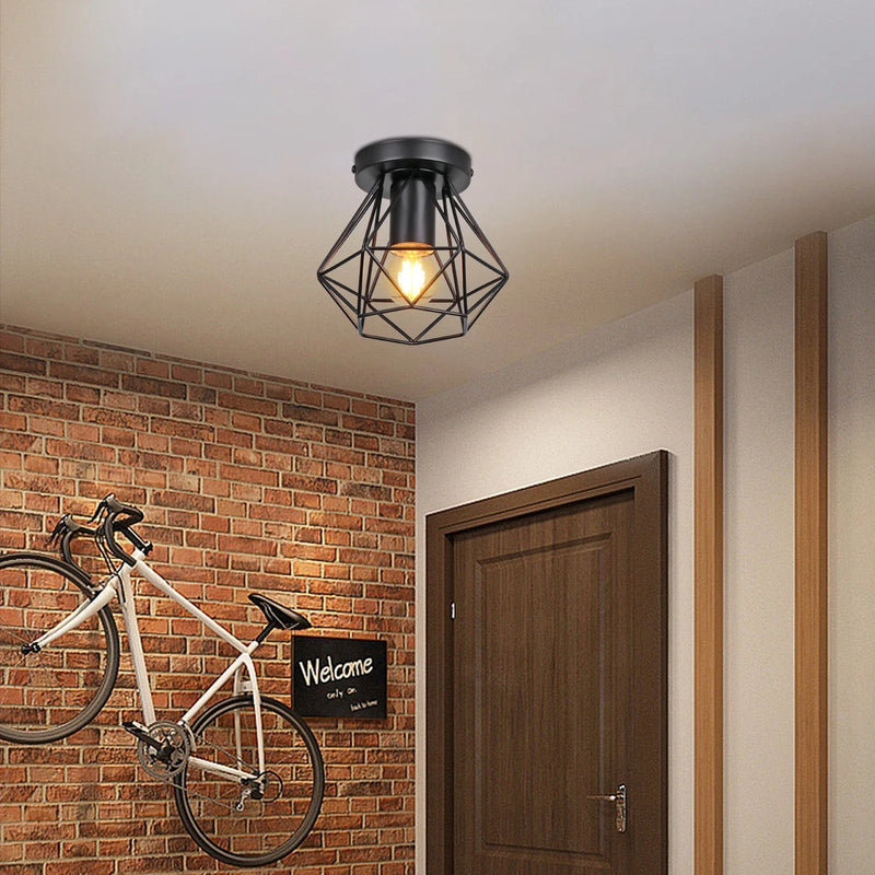 Afralia™ Metal Cage Wall Lights Modern Industrial Lighting for Bedroom and Hallway