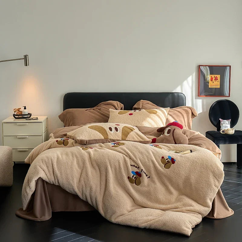 Afralia™ Winter Velvet Warmth Queen Bedding Set with Sheet and Pillowcase