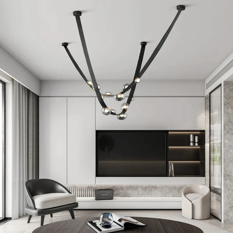 Afralia™ Italian Light Luxury Leather Chandelier for Dining Room and Living Room