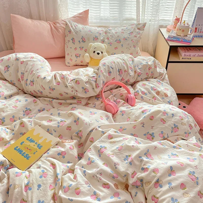 Afralia™ Cozy Cartoon Printed Cotton Comforter Set for Adults