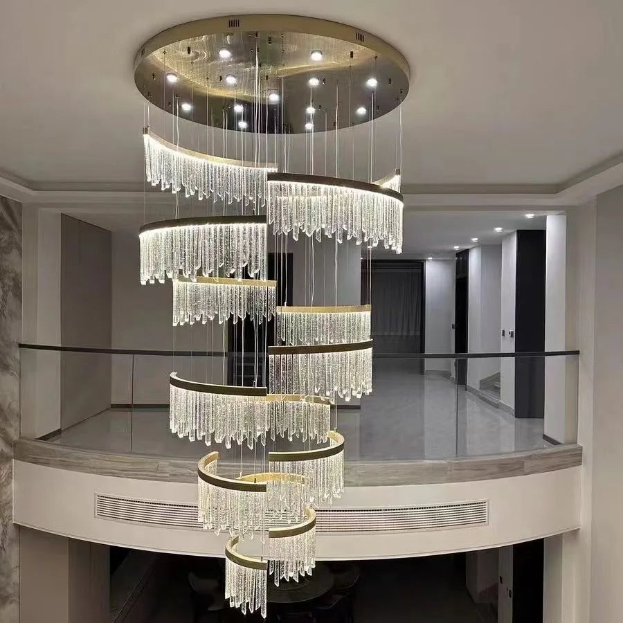 Afralia™ Crystal Chandelier for Modern Living Room, Villa, and Staircase