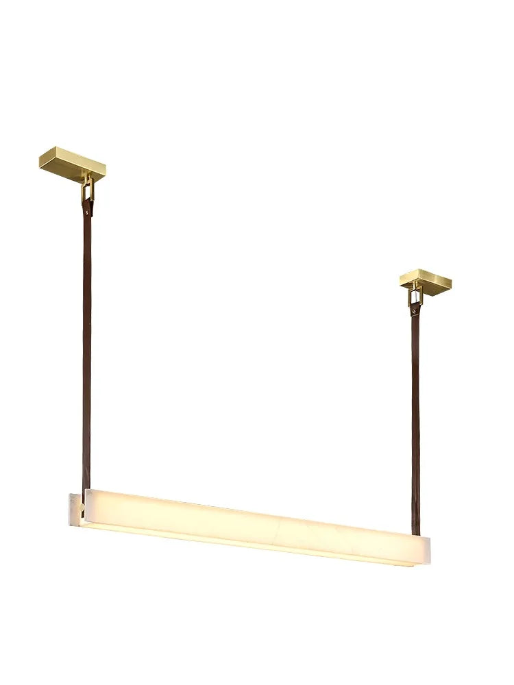 Afralia™ Marble Leather Chandelier Dining Table Luxury Hanging Lamps