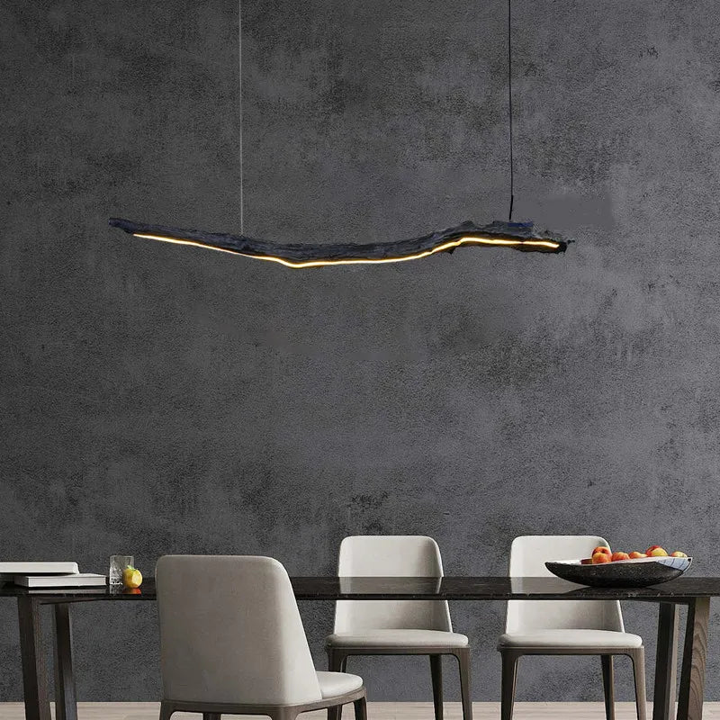 Afralia™ Personality LED Strip Lights: Black Wabi-sabi Chandelier for Home, Office, and Cafe