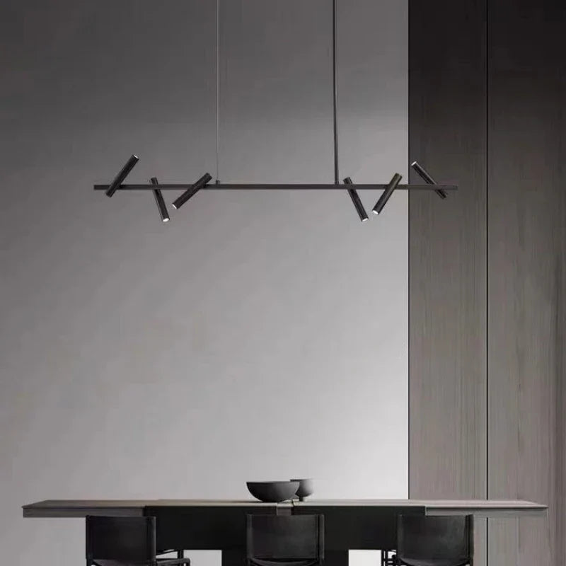 Afralia™ Black Metal Chandelier: Minimalist Hanging Light for Dining Room, Kitchen, Bedroom.