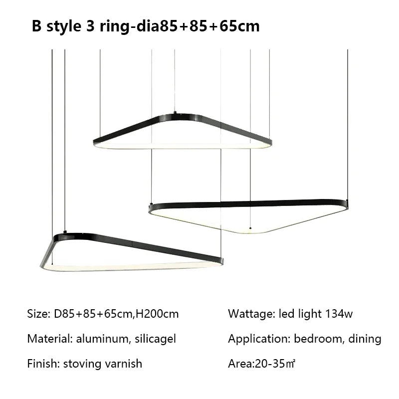 Afralia™ Nordic Geometry Ring LED Chandelier for Living Room Dining Minimalist Bedroom