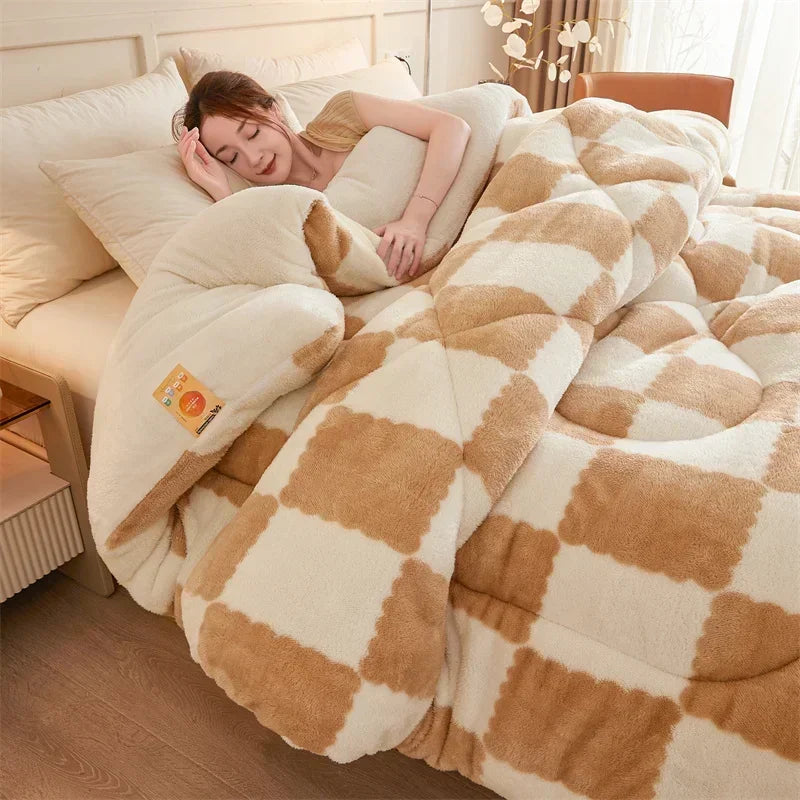 Afralia™ Cozy Checkerboard Winter Blanket - Super Thick & Soft Cashmere Duvet Comforter