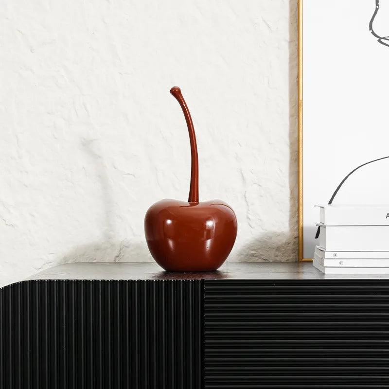Afralia™ Chic Red Cherries Resin Ornaments for Home Decor and Table Accessories