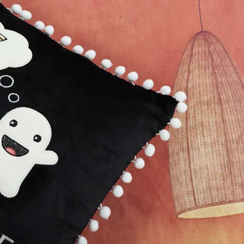 Afralia™ Halloween Ghost Patchwork Pillow Cover - Decorative Embroidered Cushion Cover