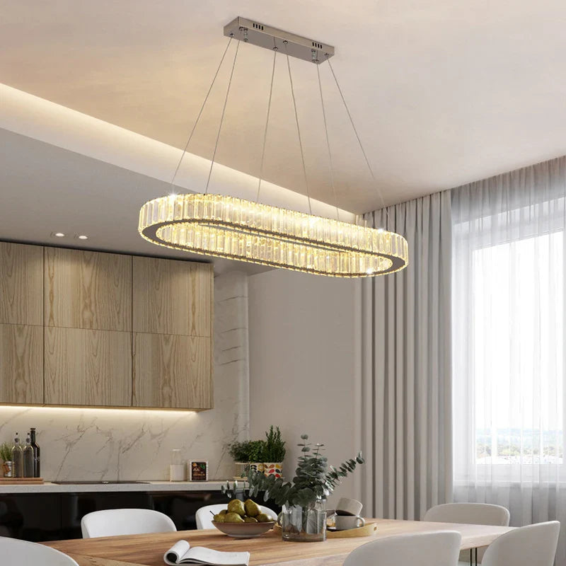 Afralia™ Luxury Crystal Pendant Lights for Home Dining Room Bar LED Chandelier Fixture