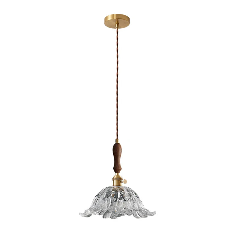 Afralia™ Glass LED Pendant Lamp Petal Lampshade for Bedroom Living Dining Room