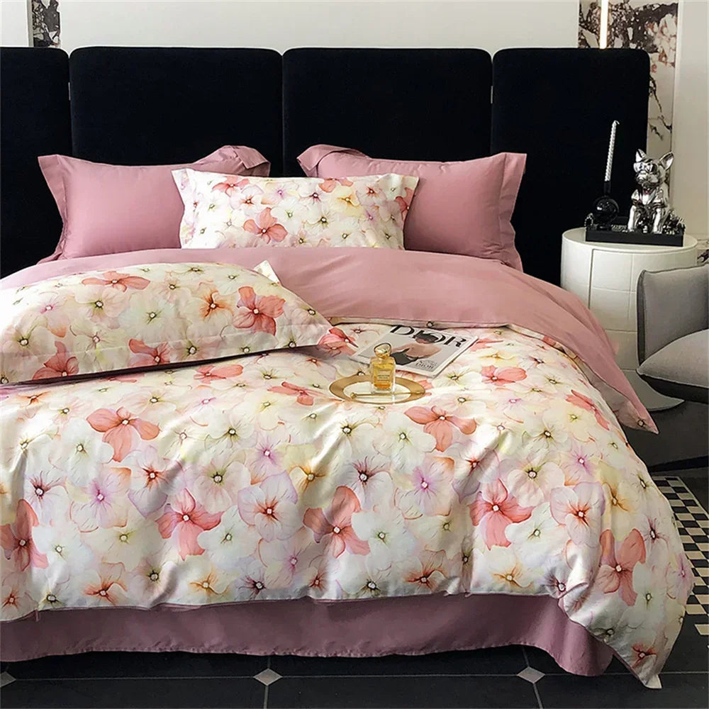 Afralia™ Colorful Egyptian Cotton Bedding Set: Sheet, Pillowcase, Duvet Cover - Queen King Full Size