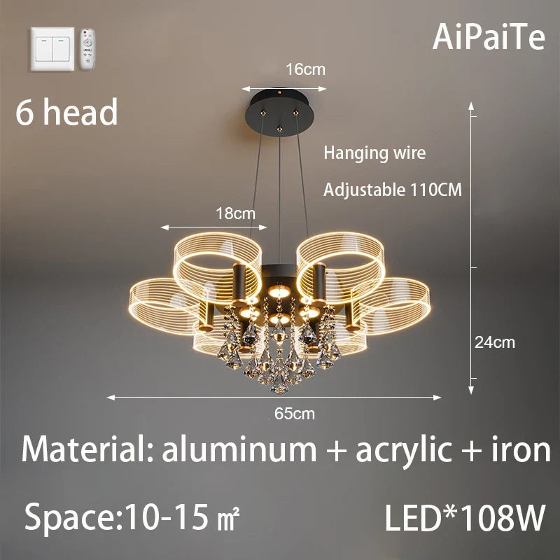 Afralia™ Luxury Acrylic Chandelier for Living Room, Bedroom, Kitchen - LED 220V Luster