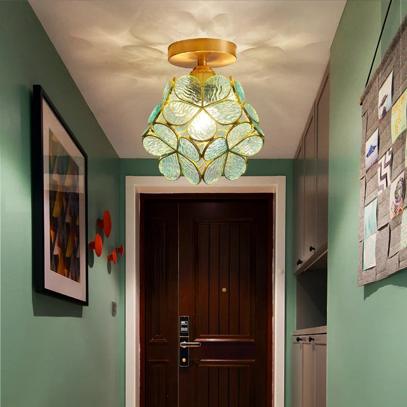 Afralia™ Nordic Flower Ball LED Ceiling Lights Copper Glass Chandelier