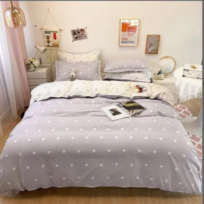 Afralia™ Cartoon Printed Bedding Set: Soft Cozy Duvet Cover, Bedsheet, Pillowcase, Single Double Bedclothes