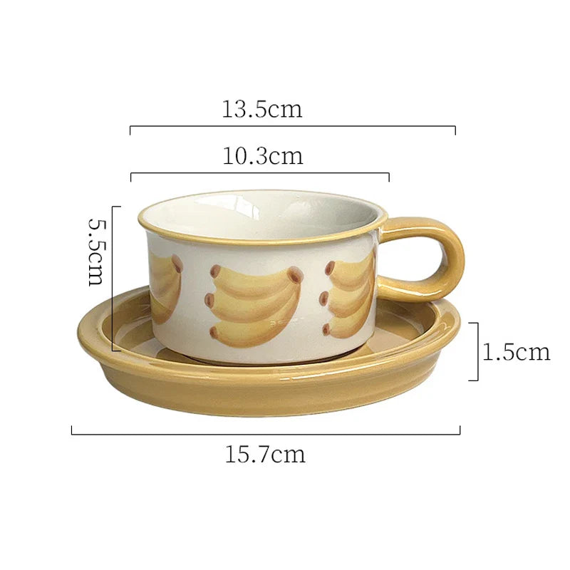 Afralia™ Red Apple Pattern Porcelain Coffee Mug Set of 2