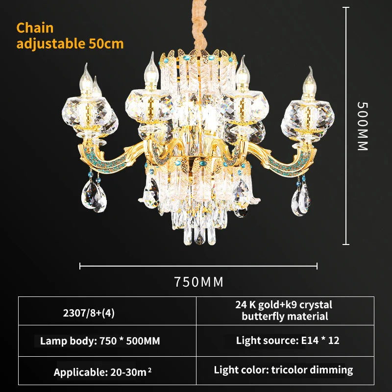 Afralia™ Crystal Living Room Chandelier - Elegant Lighting for Home, Hotel, and Restaurant