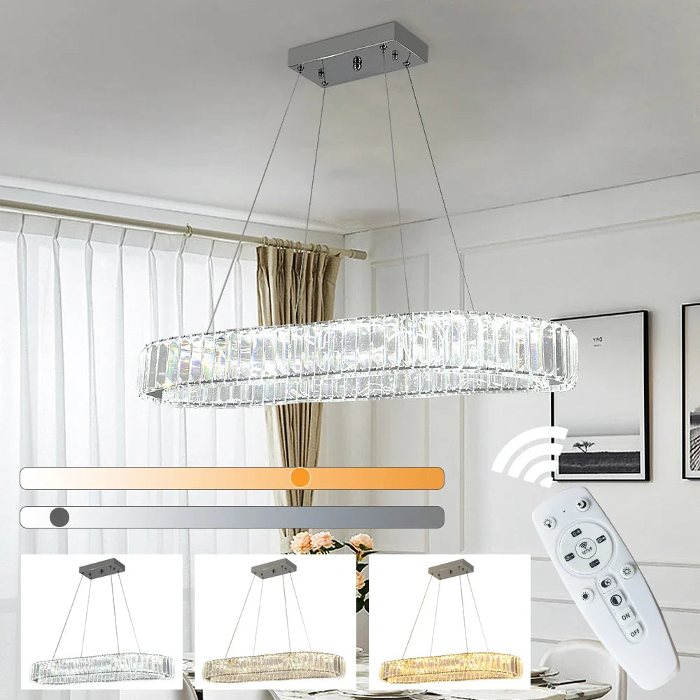 Afralia™ Crystal Oval Design LED Chandelier: Modern Large Pendant Light for Living Room & Bedroom